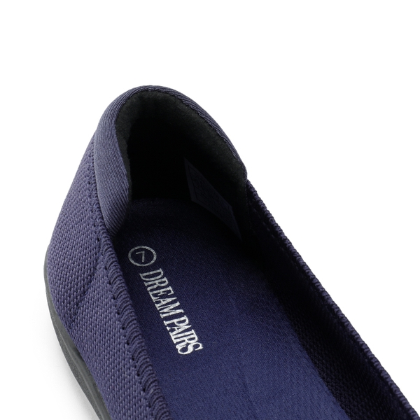 Round Toe Slip on Ballet Flats - NAVY - 3